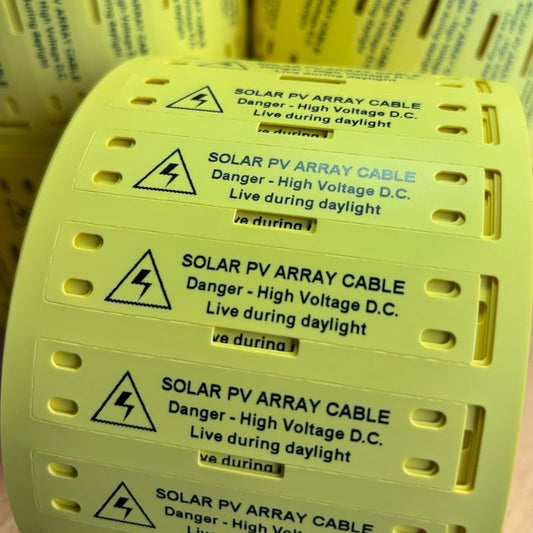 Solar PV Labels - Reel of 150 Pcs Printed to Order